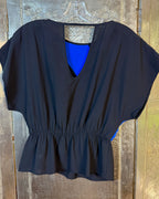 i Kandi Navy Blue Colorblock Blouse — 01 front