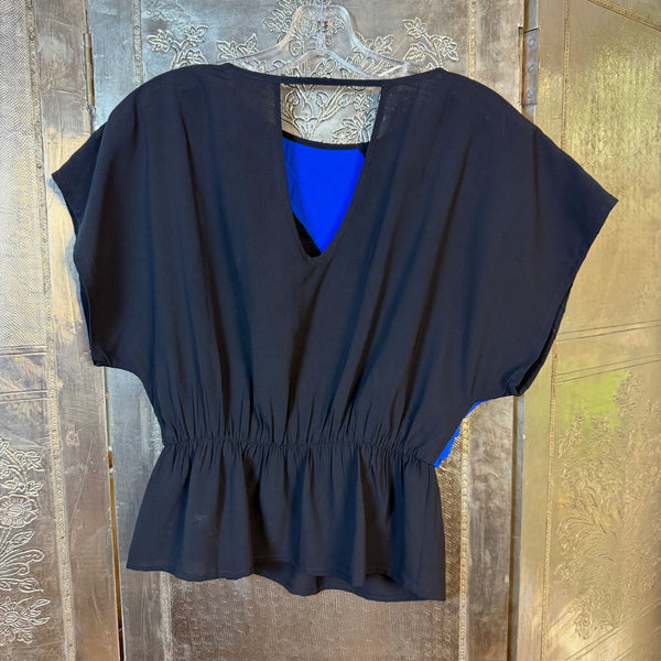 i Kandi Navy Blue Colorblock Blouse — 01 front