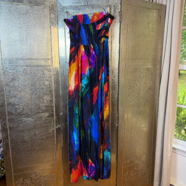 Alice + Trixie Colorful Silk Maxi Dress — 01 front