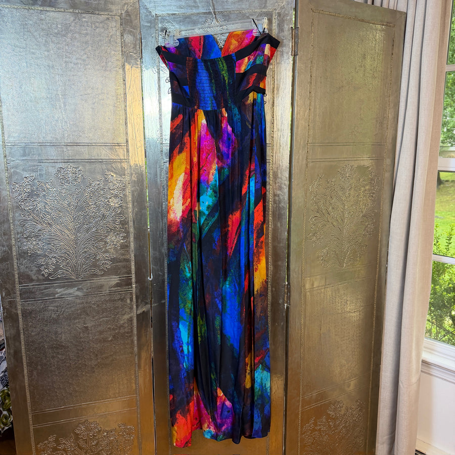 Alice + Trixie Colorful Silk Maxi Dress — 01 front
