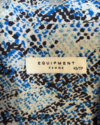 Equipment Femme Blue Snake-Print Silk Tunic Blouse — 02 tag