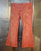 Custo Barcelona Rust Floral-Jacquard Flared Pants — 01 front