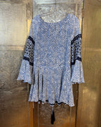 ALEXIS Lanelle Blue Dotted Lace Bell-Sleeve Mini Dress Size XS — 02 back