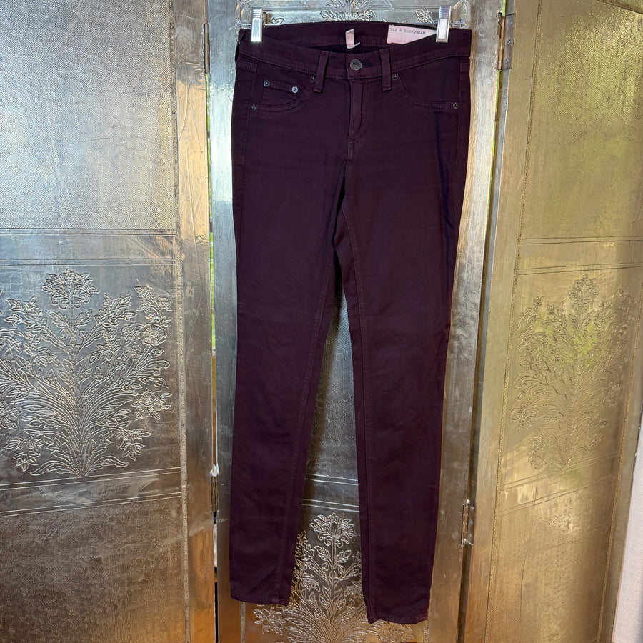 rag & bone - JEAN Burgundy Skinny Jeans Size 26 — 01 front