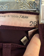 rag & bone - JEAN Burgundy Skinny Jeans Size 26 — 04 tag