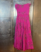 Pink Metallic-Print Strapless Maxi Dress — 01 front