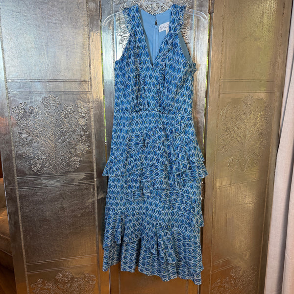Saloni Blue Geometric Garment Size UK 10 (US 6) — 01 front