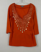 Zara Woman Orange Studded Top Size EUR M (USA M, MEX 28) — 01 front