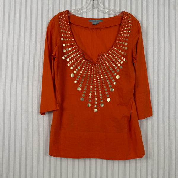 Zara Woman Orange Studded Top Size EUR M (USA M, MEX 28) — 01 front