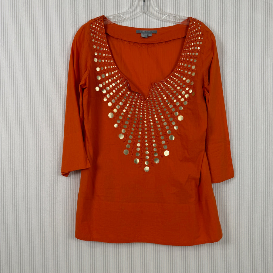 Zara Woman Orange Studded Top Size EUR M (USA M, MEX 28) — 01 front