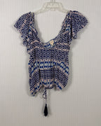 Surf Gypsy Blue White Tassel Top Size M — 01 front