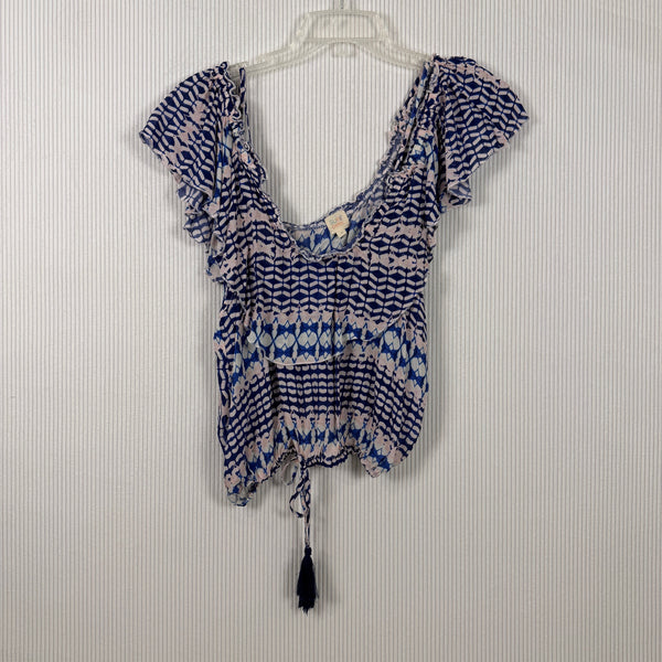 Surf Gypsy Blue White Tassel Top Size M — 01 front