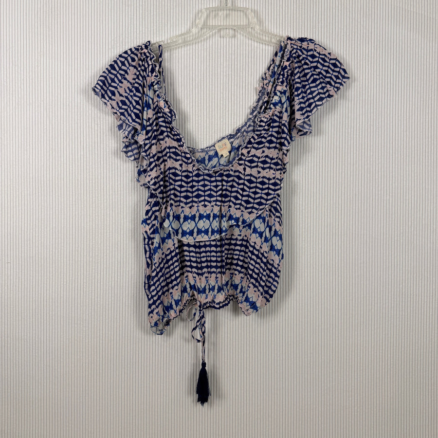 Surf Gypsy Blue White Tassel Top Size M — 01 front