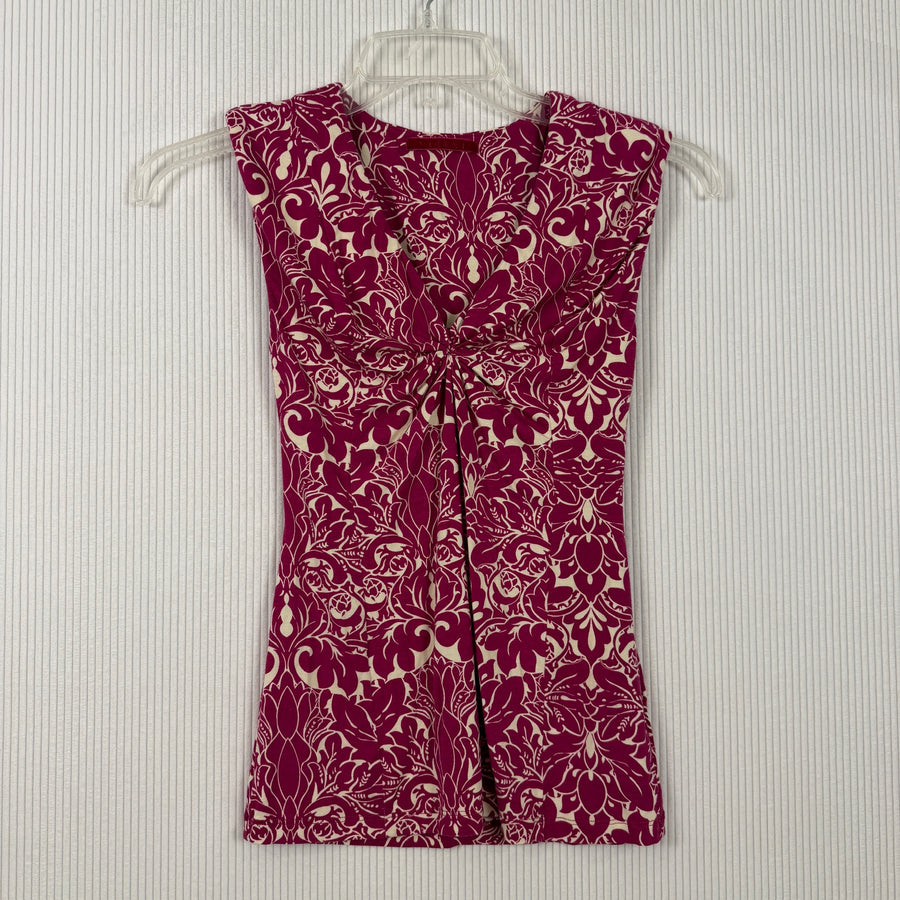 Velvet Pink Patterned Dress Size S — 01 front