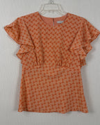 Joie Ansell Abstract-Print Flutter-Sleeve Top Size S — 01 front