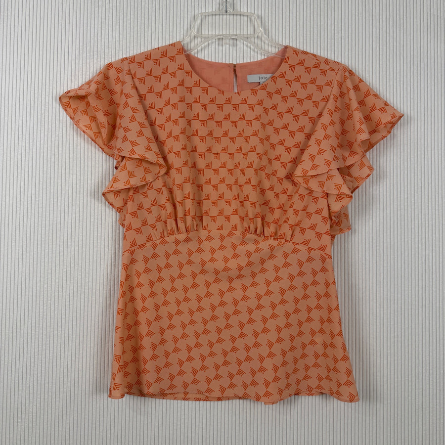 Joie Ansell Abstract-Print Flutter-Sleeve Top Size S — 01 front
