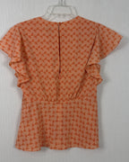 Joie Ansell Abstract-Print Flutter-Sleeve Top Size S — 02 back
