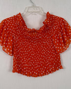 L'AGENCE Bexley Polka-Dot Off-the-Shoulder Crop Top Size S-P — 02 back