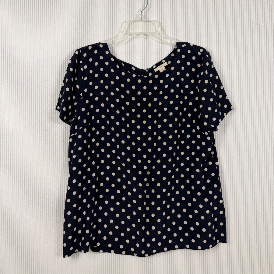 J.Crew Navy Polka Dot Tee Size 12 — 01 front
