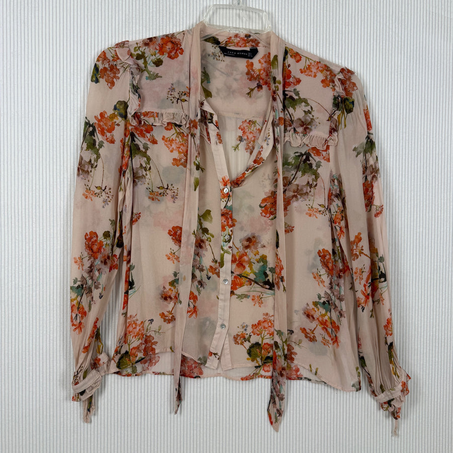 Zara Woman Floral Blouse Size EUR L (MEX 30) — 01 front