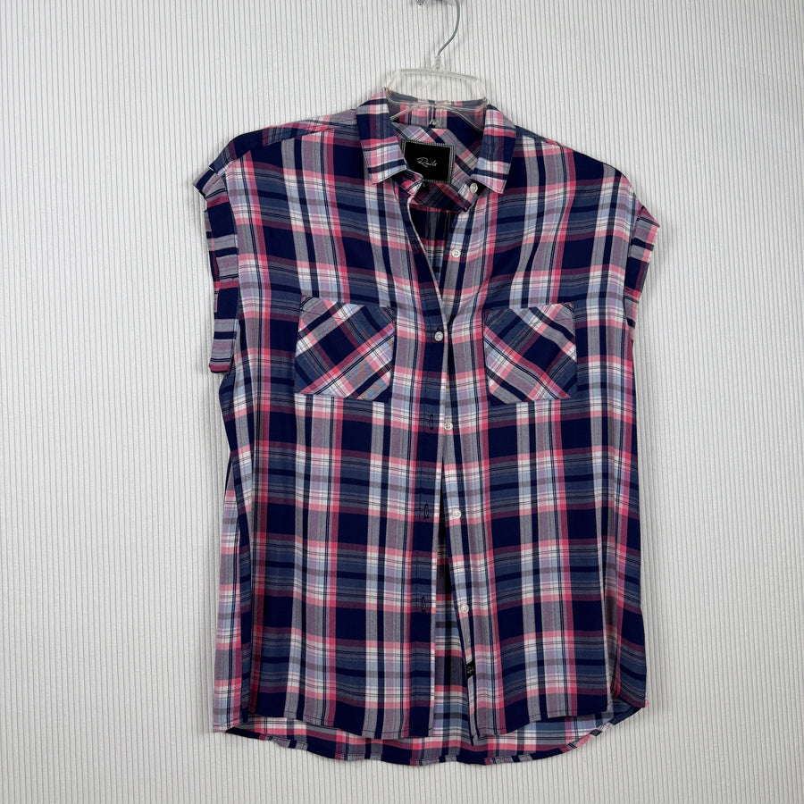 Rails Britt Plaid Sleeveless Button-Down Shirt Size S (Small) — 01 front