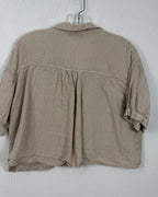 Zara Tan Short-Sleeve Button-Down Crop Top Size EUR S (USA S, MEX 26) — 02 back