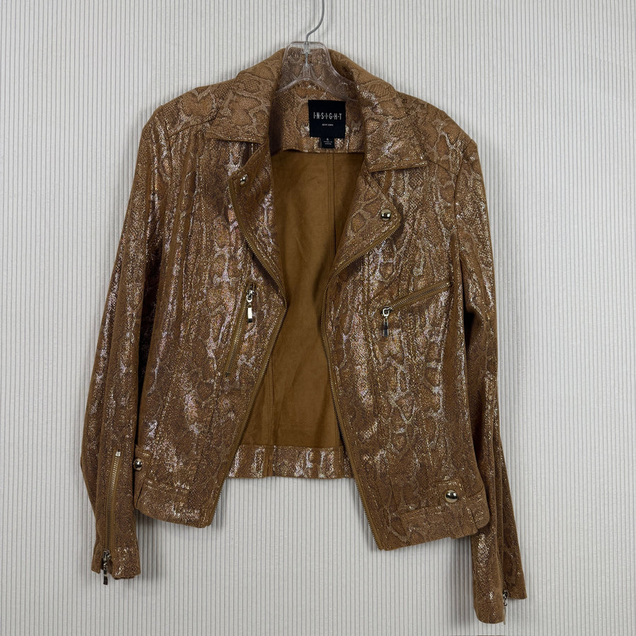 Insight New York Brown Leather Jacket Size 6 — 01 front