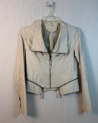 Beige Faux-Leather Moto Jacket Size L — 01 front
