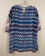 Vilagallo Blue and Orange Geometric Shift Dress — 02 back