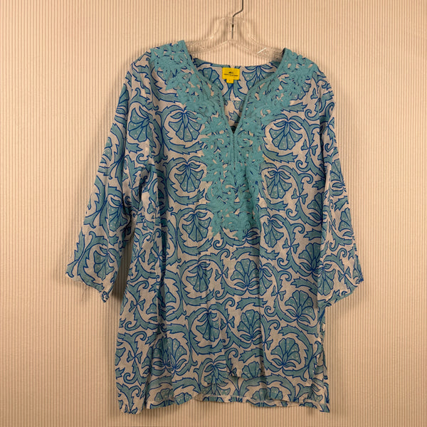 Roberta Roller Rabbit Turquoise Print Dress — 01 front