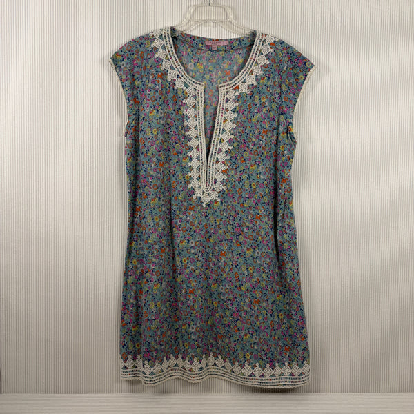 Calypso St. Barth Blue Floral Cover-Up Dress — 01 front