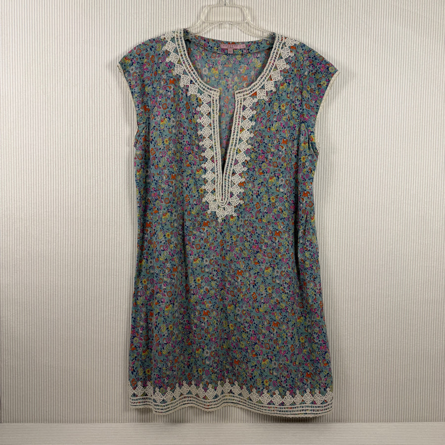 Calypso St. Barth Blue Floral Cover-Up Dress — 01 front