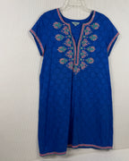 Sulu Blue Embroidered Shift Dress Size L — 01 front