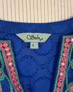 Sulu Blue Embroidered Shift Dress Size L — 04 tag