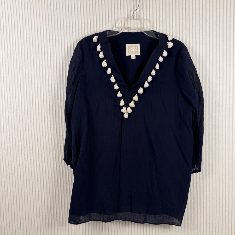 Sail to Sable Navy Pearl-Neck Tunic — 01 front