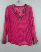 EAST Pink Striped Embellished Blouse Size 10 — 01 front