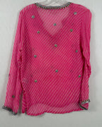 EAST Pink Striped Embellished Blouse Size 10 — 02 back