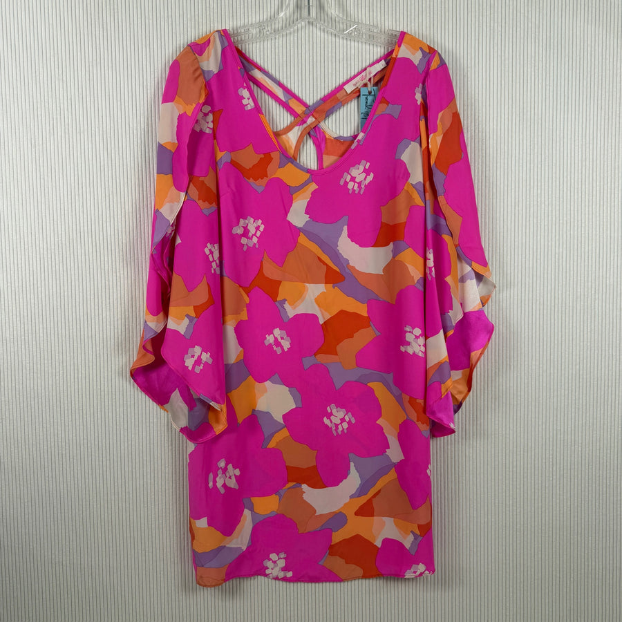 Alice + Trixie Pink Orange Floral Dress — 01 front
