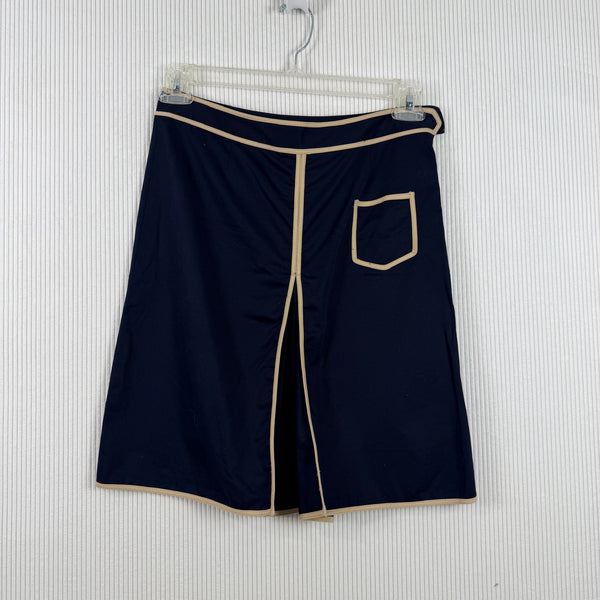 Tory Burch Navy Contrast-Trim Skirt — 01 front