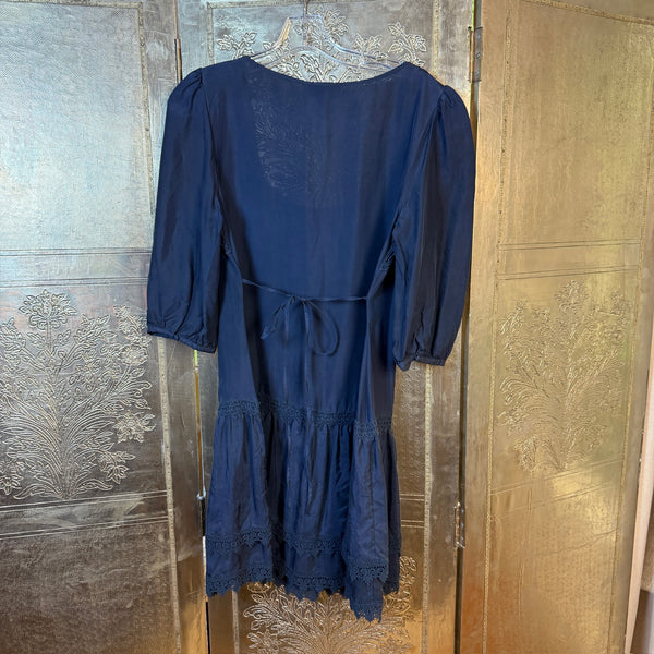 Warehouse Blue Lace Dress Size UK 12 (FR 40, D 38) — 01 front