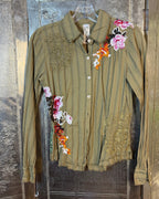 Olive Floral Shirt Size 6 — 01 front