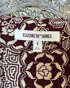 Elizabeth and James Burgundy Print Blouse Size S — 03 tag