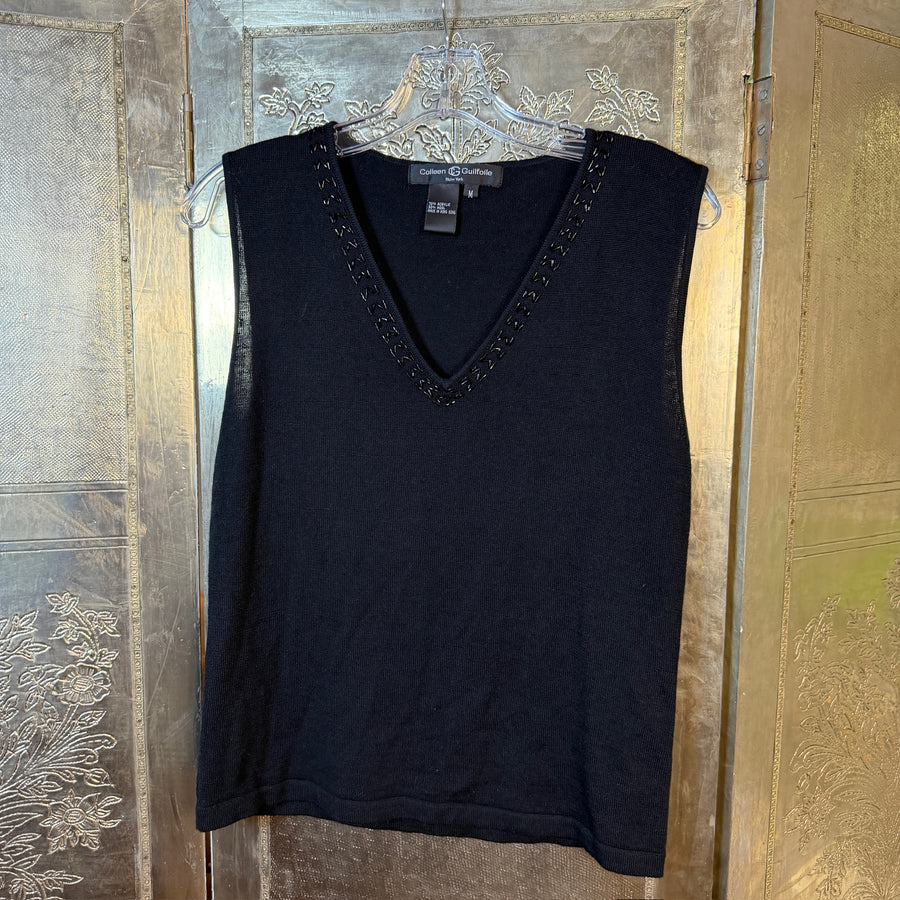 Colleen B. Guilfoile Navy Embellished Top — 01 front