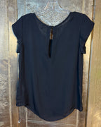 Joie Navy Short Sleeve Blouse — 02 back