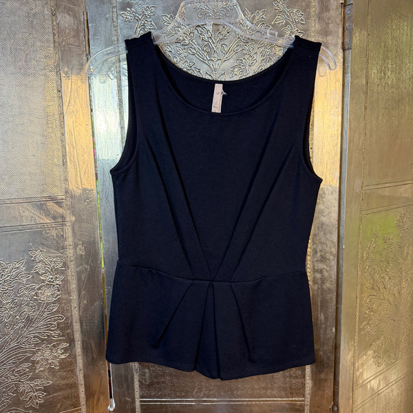 Navy Sleeveless Peplum Top Size M — 01 front
