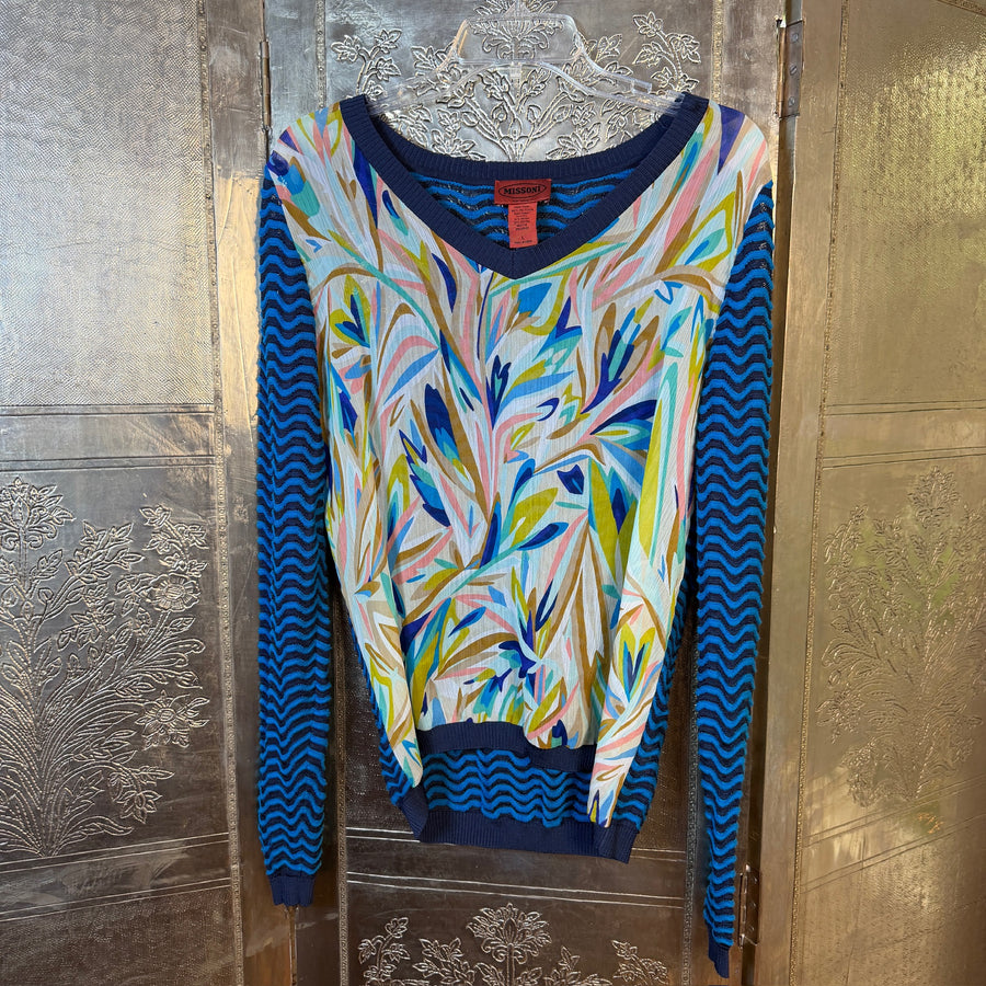 Missoni for Target Blue Wave Knit Long-Sleeve Top — 01 front