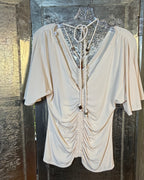 A.L.C. Nina Ruched Bead-Embellished Top Size XL — 01 front
