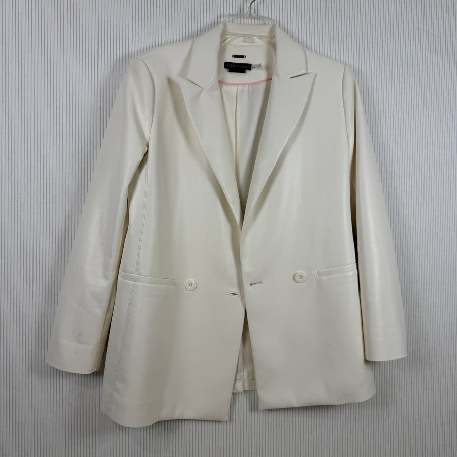 Alice + Olivia Justin Faux Leather Blazer Size 4 — Front