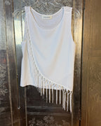 Caren Forbes Diagonal Fringe Tank Top Size M — Front