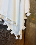 Caroline Grace Cotton Cashmere Pom-Pom Wrap — Pom-Pom Detail